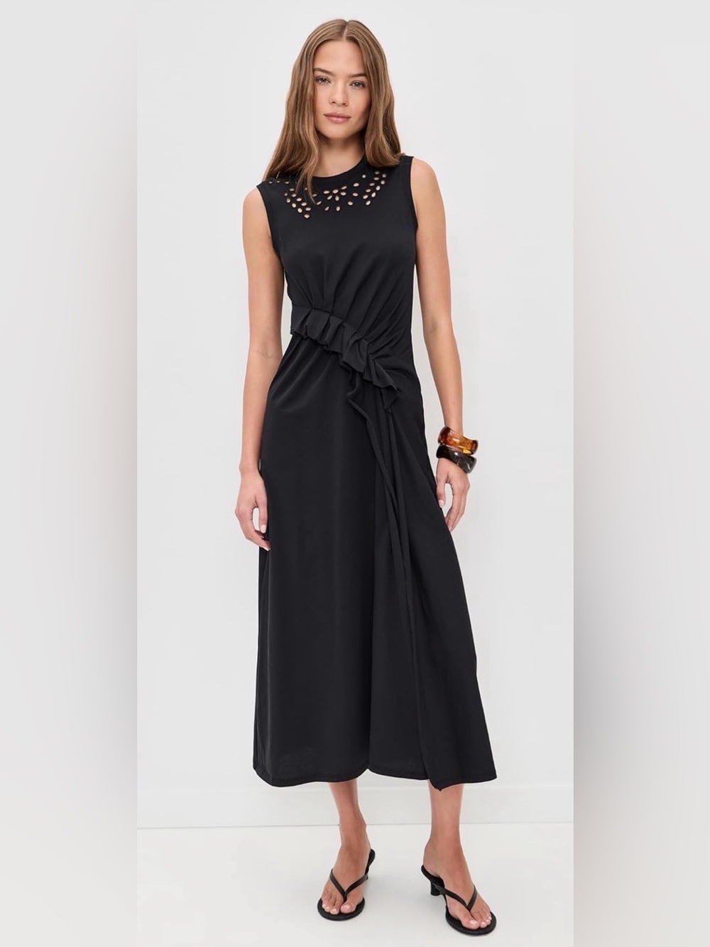 Ulla Johnson Eyelet Jeune Cotton Jersey Maxi Dress